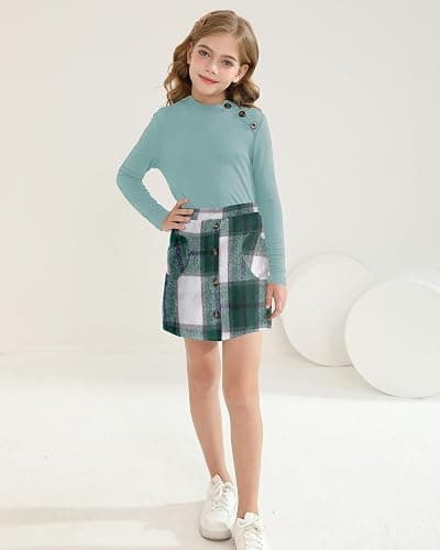 YOURUIKEY Cute Clothes for Girls Fall Winter Kids 2 Piece Outfits Sweater Plaid Skirt Tween Girls Clothing Dresses Set 8-12 thumbnail 4