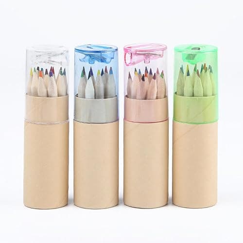 4Pack Mini Drawing Colored Pencils for Kids with Sharpener, Portable Color Pencils in Tube Drawing Pencil Bulk for Children Adults Artists Writing Sketching Painting Classroom School Supplies. - Image 1