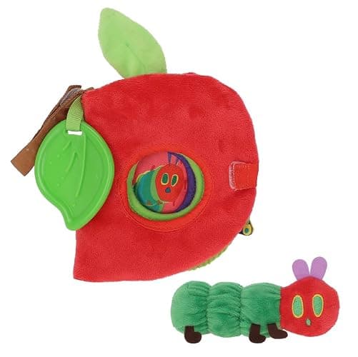 Eric Carle Very Hungry Caterpillar Activity Apple and Plush - Crinkle Texture Inside and Attached Leaf Teether – Hanging Loop for On The Go Fun - Image 1