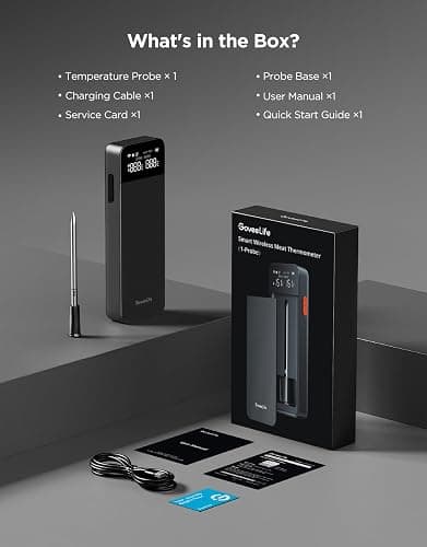GoveeLife Bluetooth Wireless Meat Thermometer with Digital Standalone LCD Base, WiFi Unlimited Range, ±1.8℉ Accuracy, Food Grade Internal Ambient Sensor Probes for Kitchen, BBQ, Grill, Oven, Smoker thumbnail 8