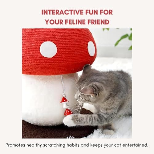 PECHVINO Mushroom Cat Scratching Post - Unique Design, Sisal-Wrapped, Ideal for Medium and Small Cats, No Assembly Required thumbnail 5