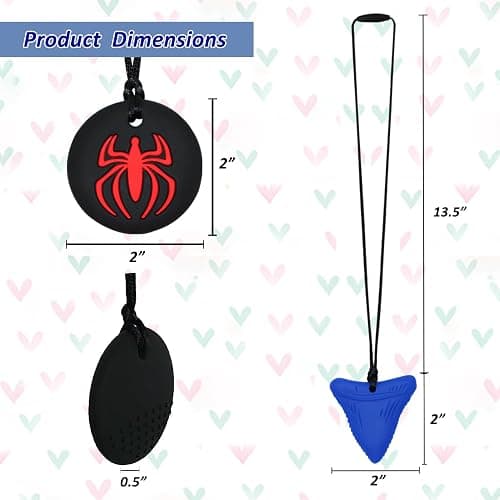 Chew Necklaces for Sensory Kids Boys, 6 Pack Chewy Necklace Sensory Toys for Kids with Autism, ADHD, SPD, Silicone Adult Chew Toys Teething Necklace Reduce Chewing Biting Fidgeting thumbnail 2