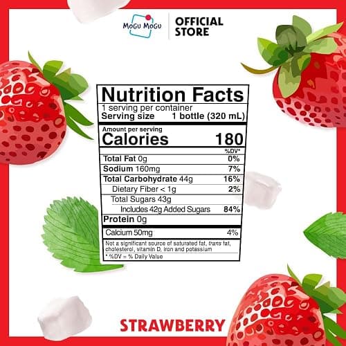 Mogu Mogu Strawberry Juice Drink with Nata de Coco (Coconut Jelly) – Chewy Fruit Beverage for Kids & Adults, 6 Pack Bottles, 10.82 fl oz Each thumbnail 2