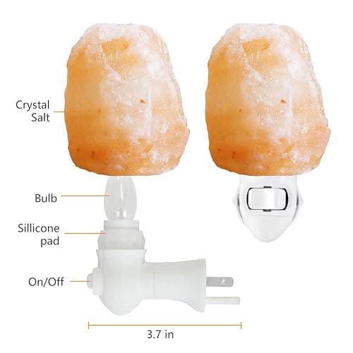 pursalt Himalayan Salt Lamp Night Light Plug in, Certificated 360 Degree Rotatable Wall Plug with Extra 2 Replacement Bulbs Bathroom Bedroom Night Light, Pink Crystal Rock Salt Hand Crafted - Pink - Natural-1 pack thumbnail 3