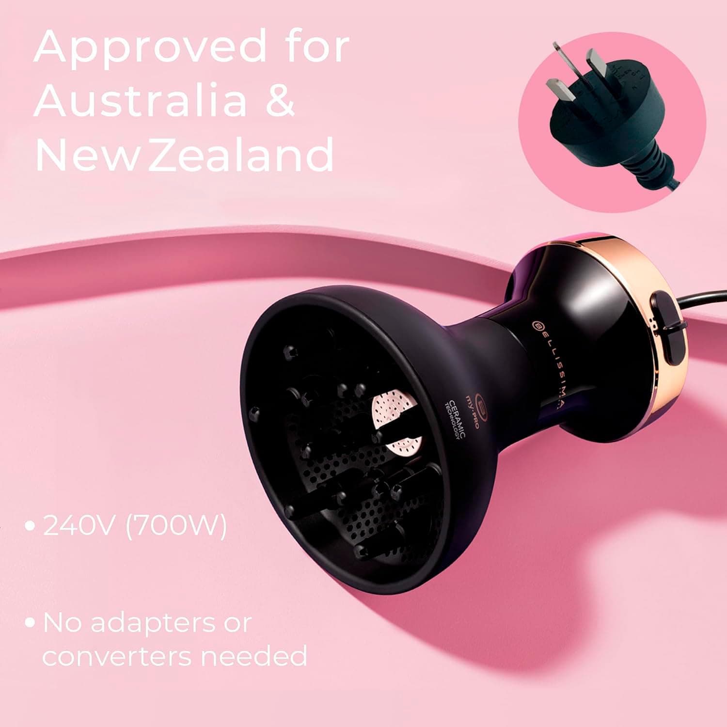 Bellissima Italia Hair Diffuser Diffon Ceramic Lightweight Curly Hair Dryer with Australian Plug - DF1 5000 - Ceramic Argan Oil thumbnail 5