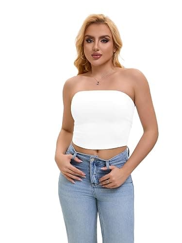 SKYZOO Tube Tops for Women Strapless Crop Basic Backless Sleeveless Bandeau Going Out Cute 2025 Summer Tops thumbnail 2