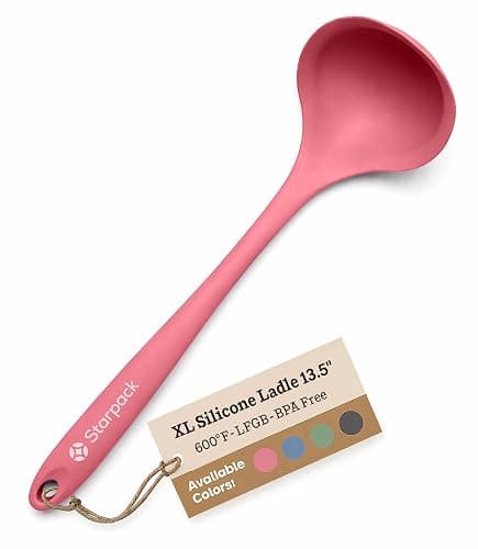 Starpack 'Ladle of Love' XL Premium Silicone Ladle Spoon - Up-to 600°F High Heat Resistant Soup Ladles - Kitchen Ladles for Serving, Rubber Non Stick Silicone Spoons, LFGB Grade Cooking Spoon - Image 1