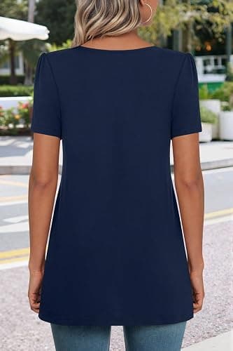 Anymeet Womens Summer Tops Casual Shirts Pleated Tunic M-3XL thumbnail 3