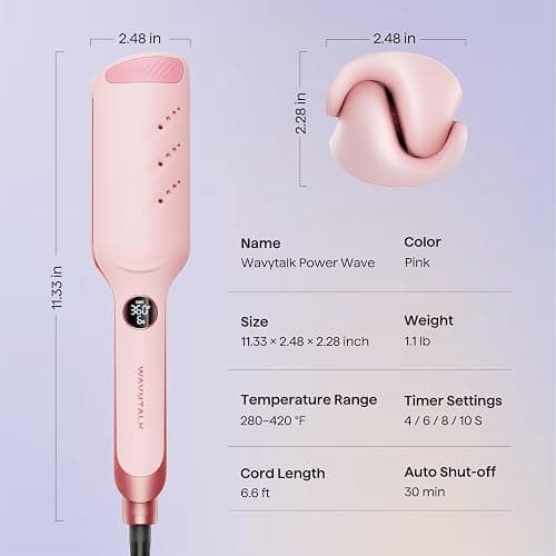 Wavytalk Power Wave Hair Crimper, Ionic Hair Waver for Less Heat Damage | Beach Waves Curling Wand, Crimping Iron, Ventilation Design for Less Damage, Ionic Reduces Frizz, Dual Voltage Curling Iron thumbnail 7
