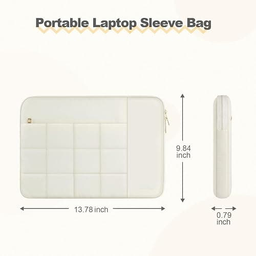 HSUWQLK Laptop Case 13.3 inch,13-13.3 inch Puffy Laptop Sleeve Compatible with MacBook Neo/Air 13 13.6/Pro 13/Pro 14,HP Dell ASUS Lenovo,Twelve Square Quilted Bag with Vertical&Horizontal Pockets,Sand thumbnail 5