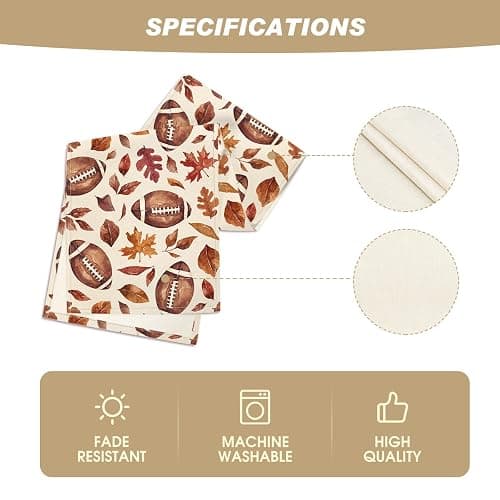 Artoid Mode 210 GSM Fall Table Runner Home Party Decor 13x72 Inch | Rugby Maple Leaves Football, Seasonal Kitchen Dining Table Decoration thumbnail 5