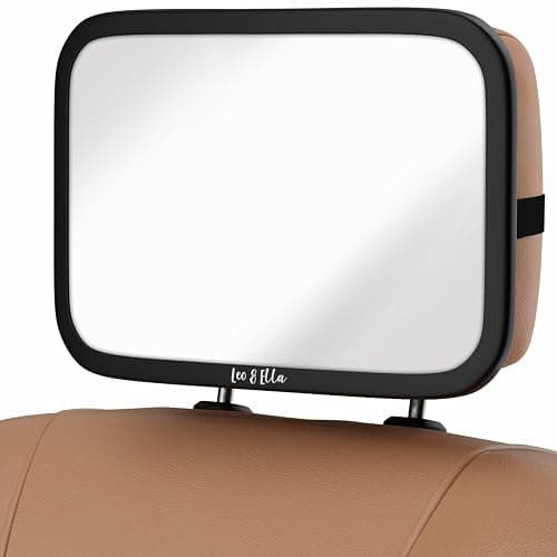 Leo and Ella - Baby Car Mirror - 10" Large Mirror w/Ultra Clear Infant View - Crash Tested Shatterproof Design w/ 360° Adjustable Mount, Premium Car Seat Mirror for Baby Rear Facing - Image 1