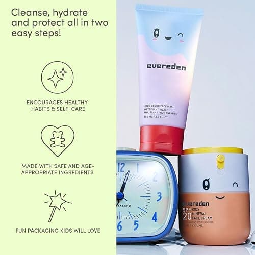 Evereden Kids Healthy Morning Duo Spa Headband for Girls: Clean & Vegan Skin Care Bundle | Cloud Face Wash + SPF 20 Mineral Face Cream | Non-Toxic | Easy-to-Use Skincare thumbnail 4
