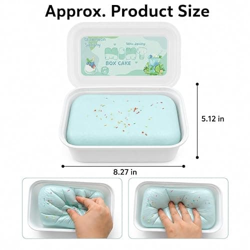Realistic Faux Box Cake Stress Relief Tool for Adults Sticky Tactile Dough Fidget for Office Desk Focus Anxiety Management Slow Rising Sensory Squeeze for Adults (Blue) thumbnail 2