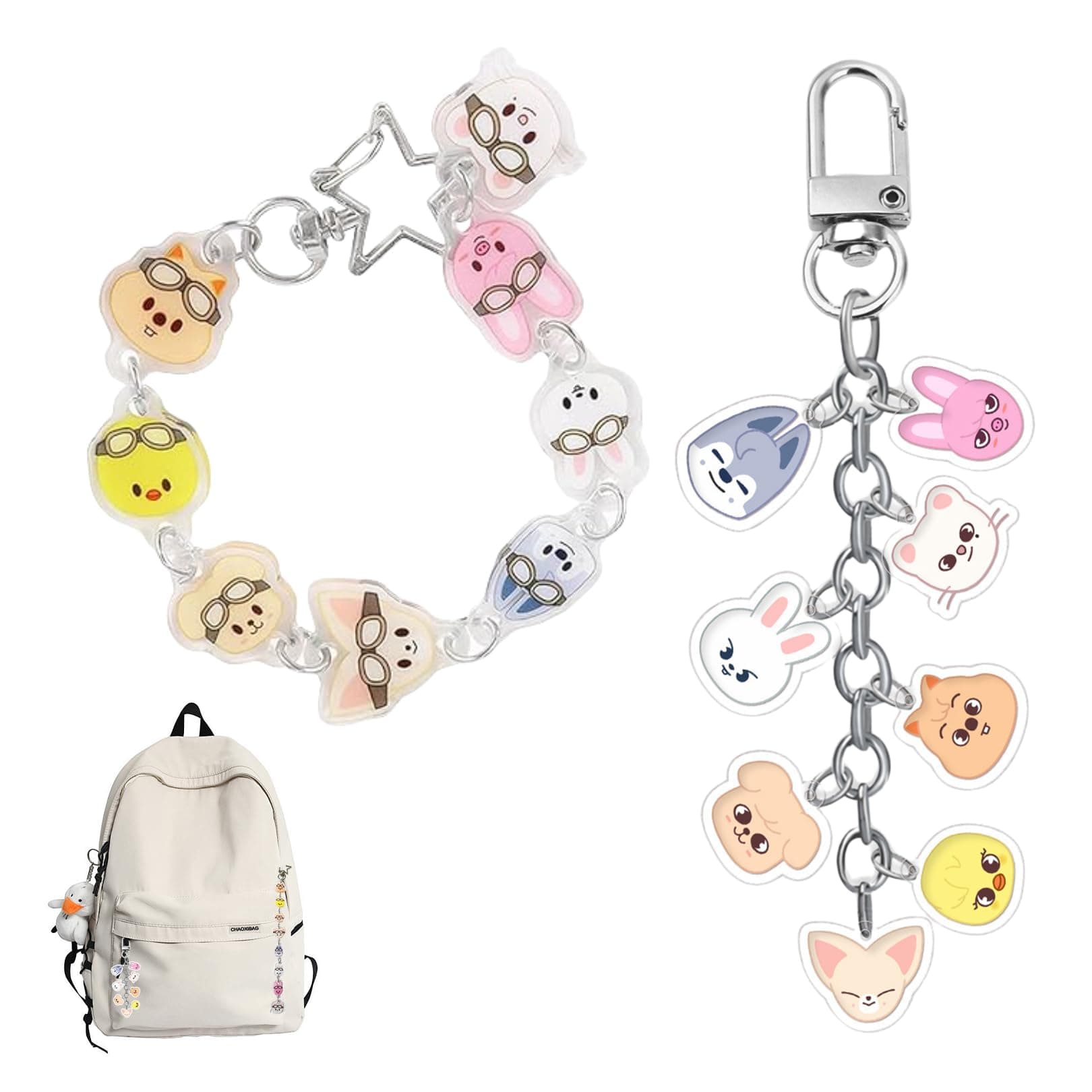 Stray Kids Keyring, Skzoo Keychain, Stray Kids Keychain, Stray Kids Merch, Skzoo Key Ring Set for Children, Backpack Bag Accessories, Cute Acrylic Keyring Set for Skzoo Fan Item - Image 1