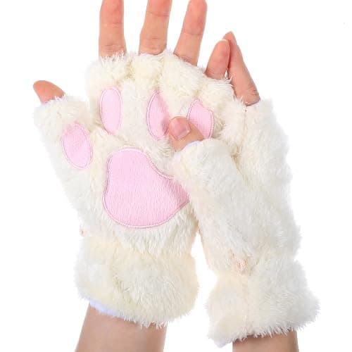 WLLHYF Cat Paws Gloves Fingerless Bear Furry Paw Cute Hand Gear Winter Warm Gloves Halloween Cosplay Costume Accessories thumbnail 6