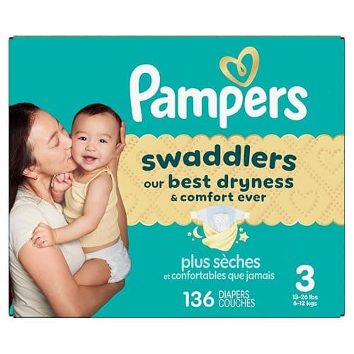 Pampers Swaddlers Diapers, Size 3 (13-26 lbs), 136 Count, Absorbent, Keeps Baby Dry and Comfortable, Skin Safe Disposable Baby Diaper (Packaging May Vary) thumbnail 15
