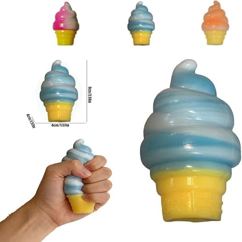 Ice Cream Squeeze Squishy, Ice Cream Cone Squishy, Slow Rise Sensory Fidget Toy, Stuffers Party Favors Summer Sensory Stress Relief (Blue) thumbnail 2