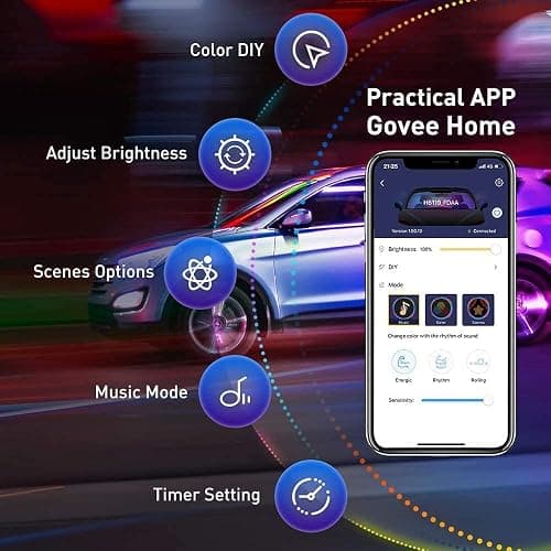 Govee Car Lights, Smart RGBIC Interior Car Lights with APP, Remote Control, LED Lights for Decor, DIY Mode and Multiple Scene Options, 2 Lines Design 72 LED Lights thumbnail 4