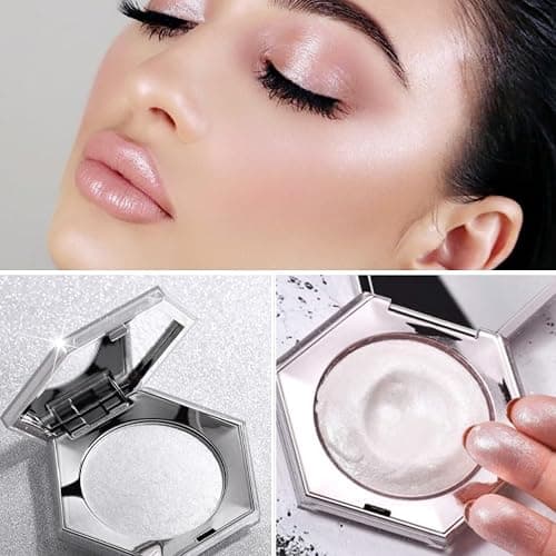KARLOR Paletta illuminante per il viso, Shimmer Glitter Bronzer, Pealen bianco, viso e guancia, evidenziatore con brillantini, polvere lucida ad alta pigmentazione, durevole thumbnail 3