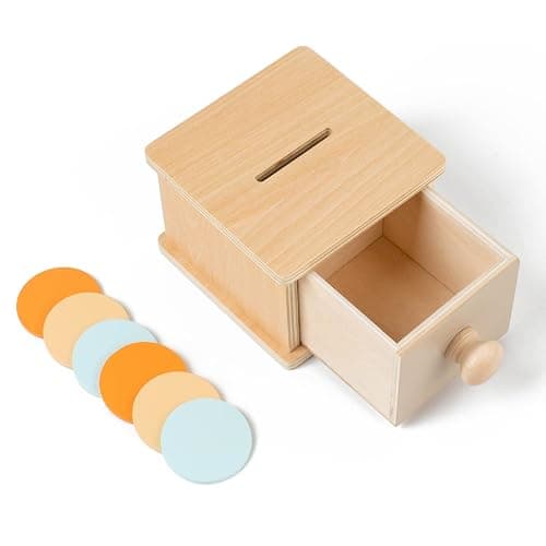 YAANI Montessori Coin Box, Imbucare Box, Object Permanence Box, Montessori Toys for 1 Year olds, Baby Activity 12 Months thumbnail 3