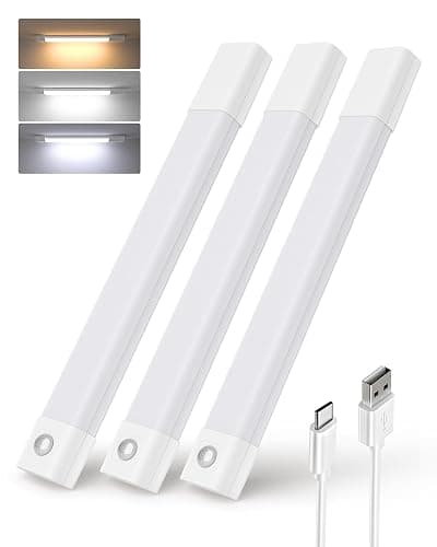 EZVALO Under Cabinet Lighting, Wireless Closet Lights, 50 LED Rechargeable Motion Sensor Light, Dimmable, 3 Color Temperatures, 11.8 inch Counter lights for Kitchen, Pantry, Bedroom, Wardrobe (3 Pack) - Image 1