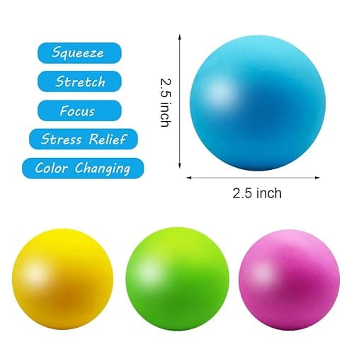 Eutreec Stress Ball Toys Color Changing - Sensory Squeeze Toys Squishy Balls for Teens Kids and Adults Stress Relief Balls for Easter Stocking Party Bundle - 4 Pack(Green/Yellow/Blue/Pink) - 4 Pack thumbnail 2