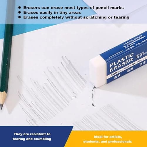 19PCS Erasers, White Erasers for School Office, Medium Soft Rubbers Pencil Eraser Bulk for Efface Sketching Writing Painting Etc (5 x 2 x 1cm) thumbnail 3