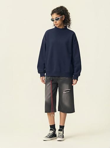 Yimoon Mock Neck Sweatshirt Women Oversized Turtleneck Sweatshirts Fleece Lined Pullover Trendy Outfit thumbnail 6