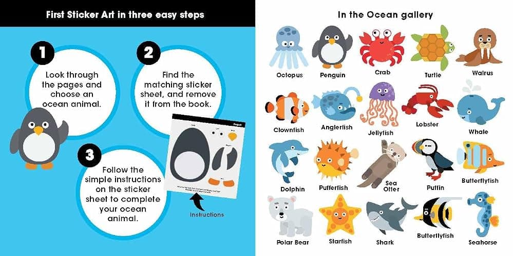 First Sticker Art: In the Ocean: Color By Stickers for Kids, Make 20 Pictures! (Perfect Christmas Gift, Stocking Stuffer for Ages 3+) thumbnail 2