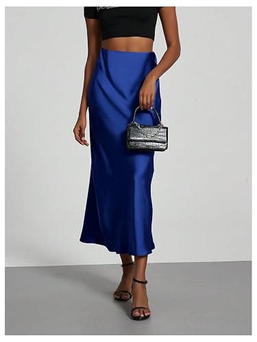 SHENHE Women's Satin Maxi Skirts High Waisted A Line Long Skirts Elegant Office Skirts thumbnail 4