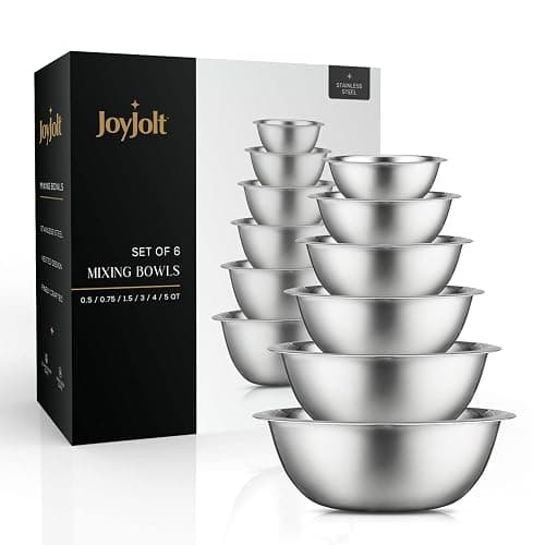 JoyJolt Stainless Steel Mixing Bowl Set - 6 Piece Nesting Bowls, 5qt to 0.5qt, Ideal for Kitchen, Cooking, Baking and Storage thumbnail 6