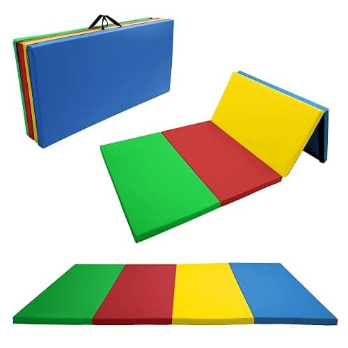 Aurorafy Gymnastics Mat 4'x8'x2" Folding Exercise Mat with Carrying Handles | High Density Tumbling Mat with PU Leather Surface for Home Gym, Yoga, Pilates, Stretching, MMA, Core Workouts, Gym Training - Image 1