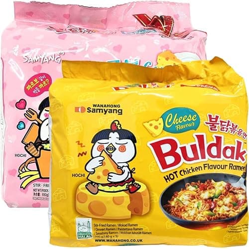 WaNaHong Samyang - Ramen piccanti al pollo, confezione da 5 pacchi (Gusto Carbonara & Gusto Formaggio) - Image 1