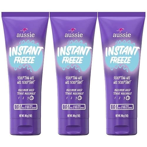 Aussie Instant Freeze Sculpting Hair Gel, Maximum Hold, No Flaking, Long-Lasting, with Jojoba Oil, Sea Kelp, Australian Aloe, Frizz Control, Citrus Floral Scent, 7 Fl Oz Triple Pack - Image 1