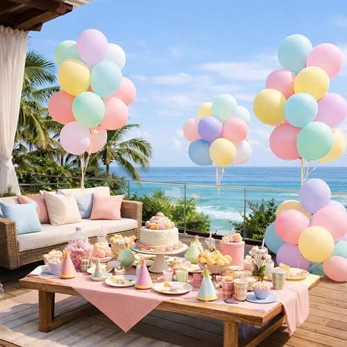 Pastel Balloon Garland Kit 120 Pack – Macaron Pastel Balloons with Strip, Glue Dots & Ribbon, DIY Balloon Arch Kit for Birthday, Baby Shower, Wedding & Party Decorations, 10 Inch Latex Balloons thumbnail 2