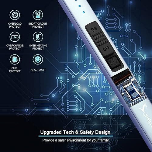 SUPRUS Electric Lighter Arc Windproof Flameless USB Rechargeable Lighter with Safety Lock for Candle BBQ Camping (Blue) thumbnail 5