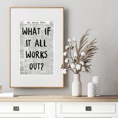zphvaqd Trendy Newspaper Canvas Wall Art，What If It All Works Out Print，Black and White Poster，Fashion Home Decor for Bathroom Teen Room 12 x 16 in Unframed thumbnail 7