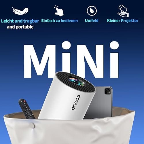 Mini Beamer 4K Full HD 1080P Mit 5G WiFi 6 und Bluetooth 5.4 2026 Neuer Tragbarer Projektor mit Automatische Trapezialkorrektur 270 ° Drehung Tv Stick/USB/Laptop/PC,mit Maus und Fernbedienung Weiß thumbnail 5
