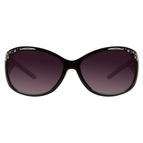 Piranha Aubrey Large Oval Black & Turquoise Women's Sunglasses w/Rhinestone thumbnail 2