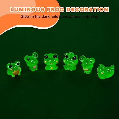 Rislobx Luminous Frog Car Dashboard Decor, 6PCS Fun Frog Car Dash Decorations Car Rear View Mirror Ornament Interior Accessories for Home Office thumbnail 7