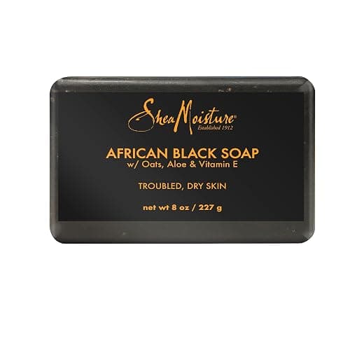 SheaMoisture Bar Soap for Troubled Skin African Black Soap Cleanser with Shea Butter 8 oz - Image 1