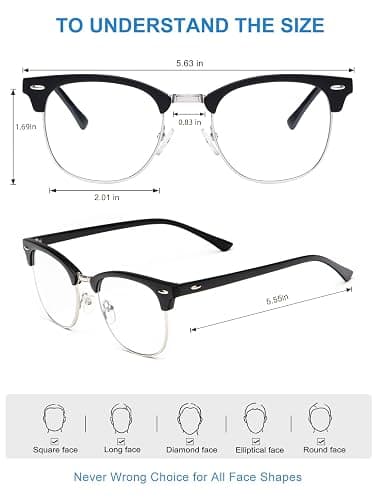 NSSIW Blue Light Glasses for Men and Women, Advanced Computer Gaming Glasses, Semi Rimless Glasses with Blue light Blocking thumbnail 6