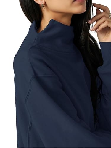 Fisoew Women's Oversized Turtleneck Sweatshirt Long Sleeve Pullover Casual Tops thumbnail 3