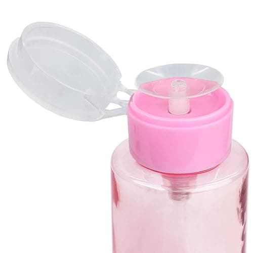 10oz Pink with Word Imprint Push Down Pump Dispenser Empty Refillerable Bottle with Flip Top Cap - for Nail Polish, Travel, Cosmetics Packaging thumbnail 3