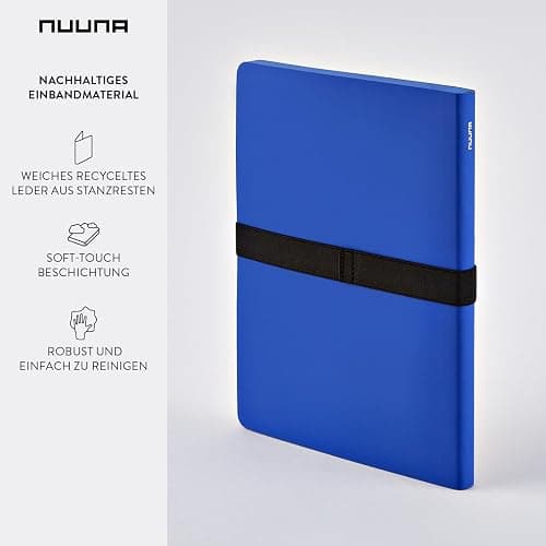Nuuna Notizbuch A5+ | Not White L Light - Blau | 144 blaue Seiten | 120g blaues Premium-Papier | mit Stift- und Smartphonehalterung | Gelstift weiß | nachhaltig produziert in Deutschland thumbnail 3