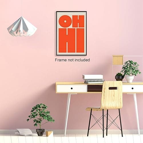 Orange OHHI Poster, Modern Bold Type Canvas, Trendy OH HI Wall Art, Typography Gallery Picture Prints for Aesthetic Bedroom Living Room Decor 08x12 in Unframed thumbnail 3