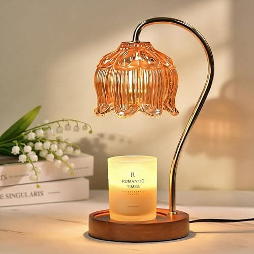 Funistree Flower Candle Warmer Lamp with Timer, Dimmable Candle Lamp Warmer, Valentines Birthday Gift for Women Her Mom, House Warming for New Home Decor, Lotus Wax Warmer for Jar Candles - Image 1