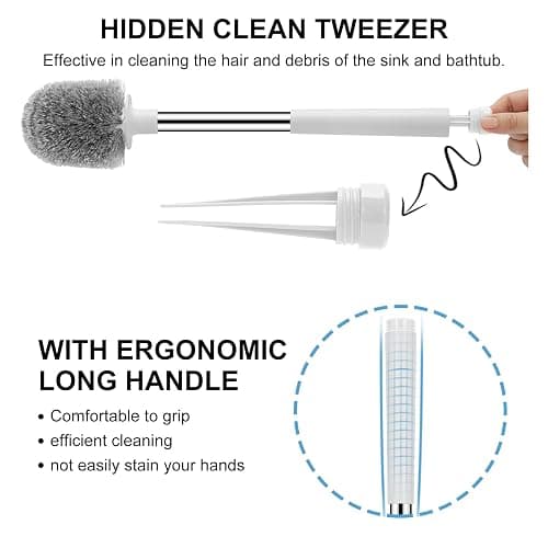 SetSail Toilet Brush, Self Closing Lid Toilet Bowl Brushes Holder and Extra Long Handle Ventilated Toilet Brush Set for Bathroom Cleaning, Nylon Bristles, Pure White thumbnail 3