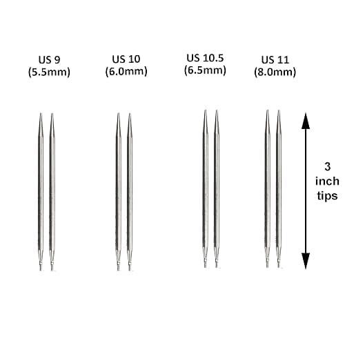 ChiaoGoo Twist Red Lace Shorties 3-Inch Large Yellow 7230-L Interchangeable Knitting Needle Set, US 9, 10, 10.5, 11 Stainless Steel with 3 Swiv360 Cables with Project Bag thumbnail 3